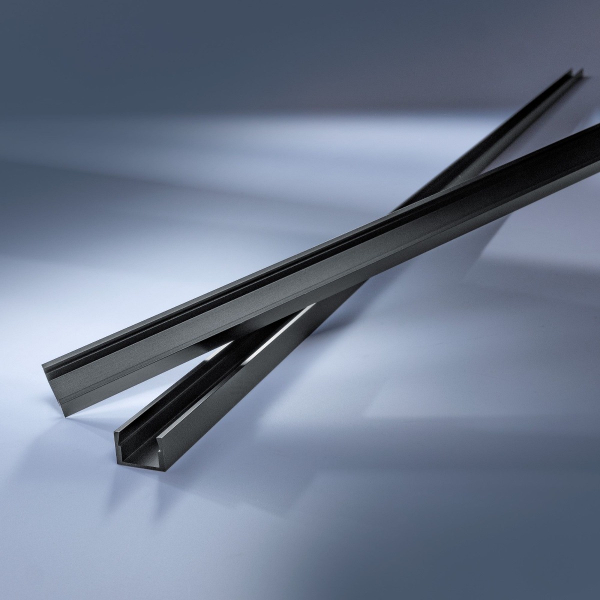 Perfil de aluminio Aluflex deep-flat para superficie y cala tira LED luces 102cm negro anodizado