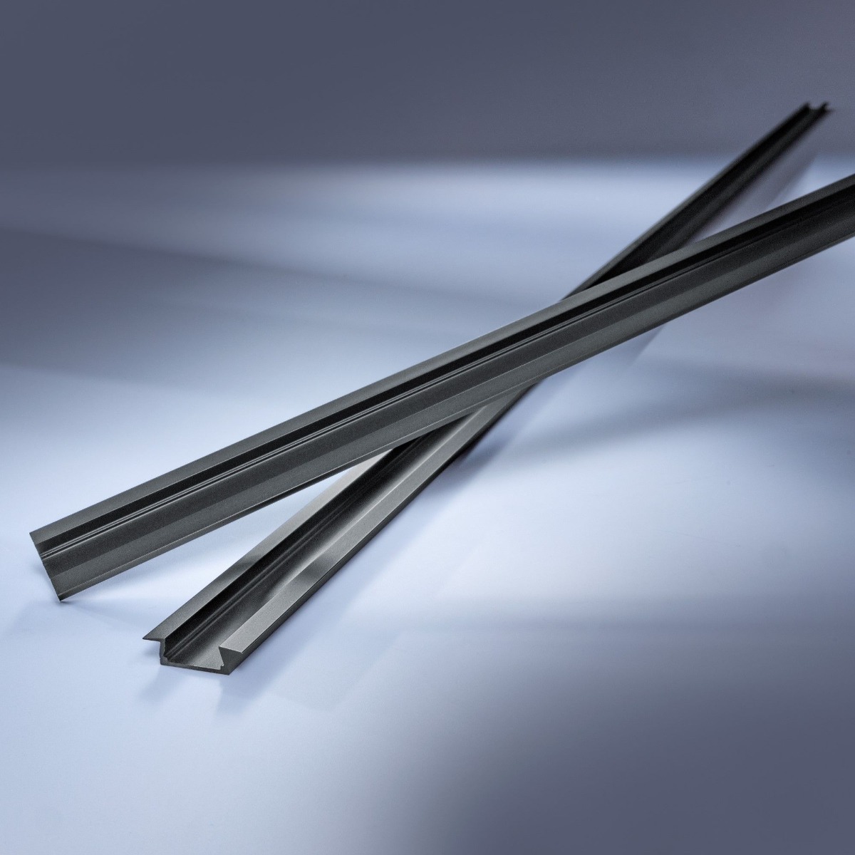 Perfil de aluminio Aluflex plano para empotrar flexible tiras LED 102cm negro anodizado
