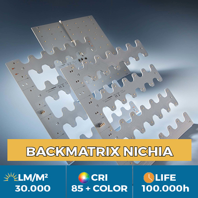 Módulos LED profesionales BackMatrix Nichia, hasta 39.000 lm / metro cuadrado