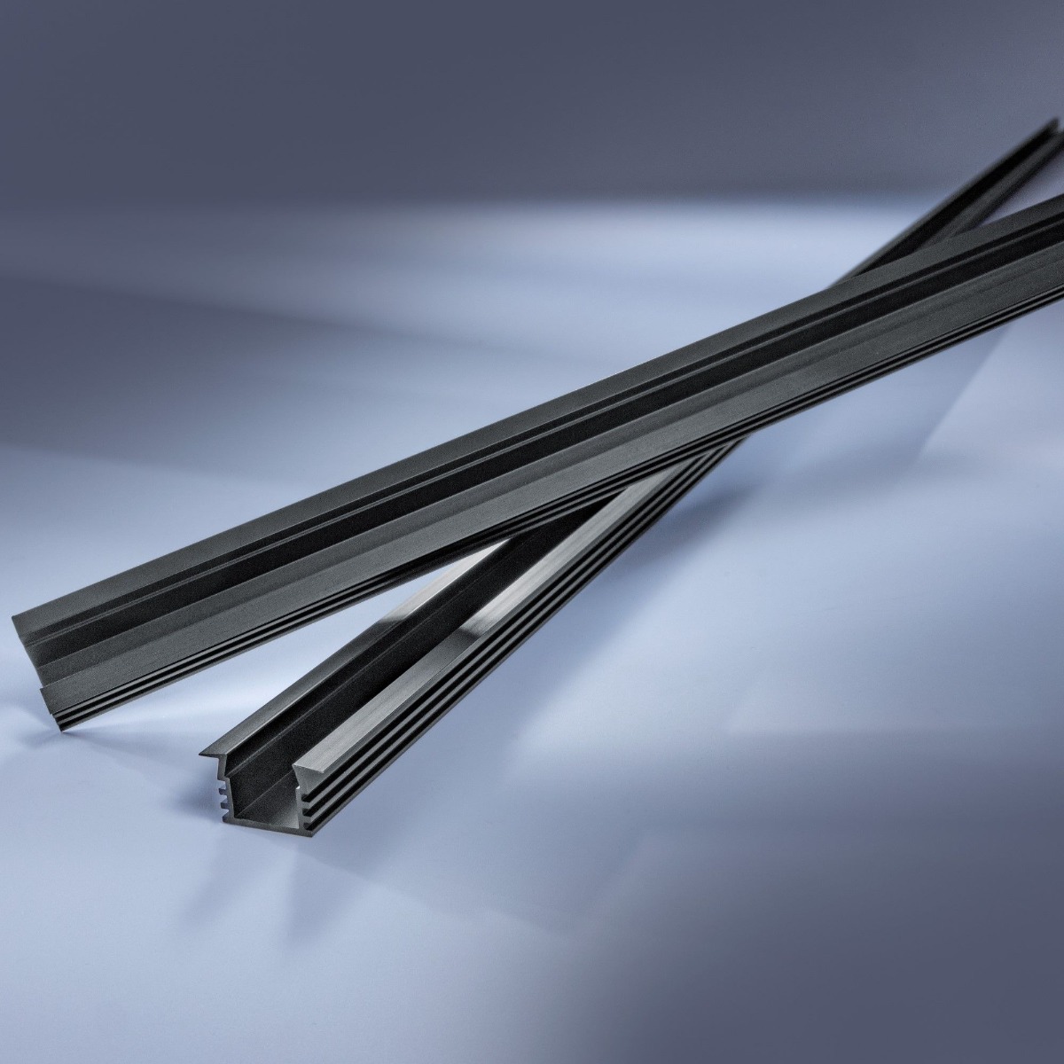 Perfil de aluminio Aluflex profundo para empotrar Flexible tiras LED 102cm negro anodizado