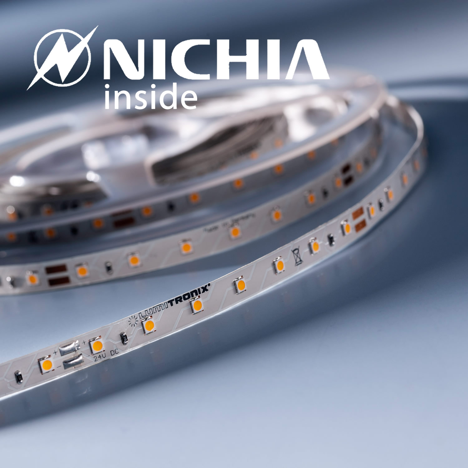 LumiFlex2080 Nichia tira LED blanco cálido 2700K 1220lm 24V 70 LEDs/m precio por 50cm (1220lm/m 9.6W/m)