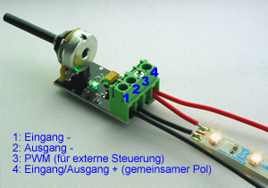 Dimmer para LED y módulos LED (PWM) con mando giratorio