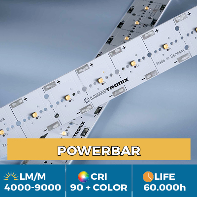 Módulos profesionales PowerBar, hasta 11.000 lm/m, blanco, color y luz UV
